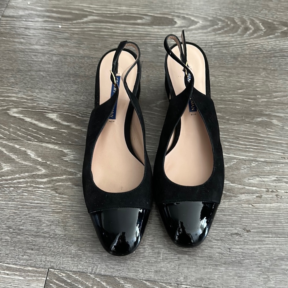 STUART WEITZMAN Loraina leather toe cap suede slingback pump flats sz 7